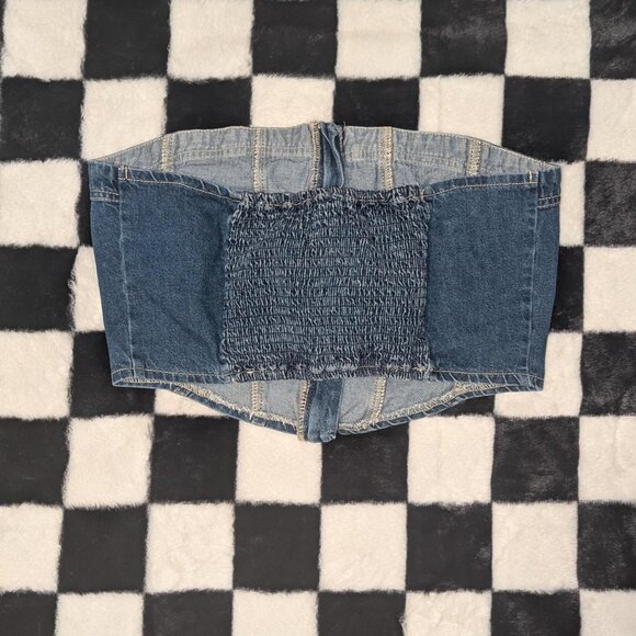 Lone Star Navy Denim Corset Tube Top- Size L - Picture 2 of 3